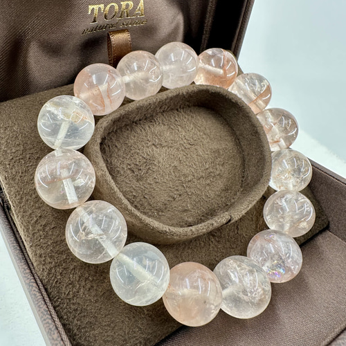 マニカラン水晶 ブレスレット(ピンク) 14.0mm〈MB8187〉鑑別書付き