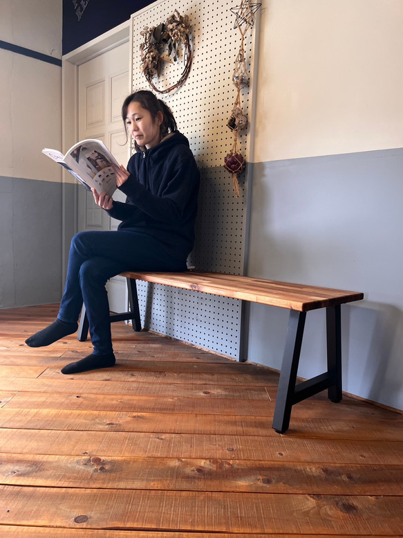 アカシアのロングベンチ 1400×400×420mm ソファ・ベンチ 魔法の家具