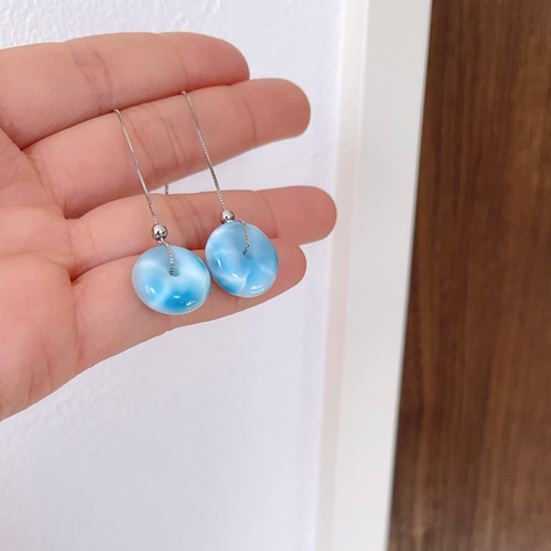 新入荷 天然無処理 ラリマー 平安扣 ピアス ピアス（フック・チェーン アクセサリー