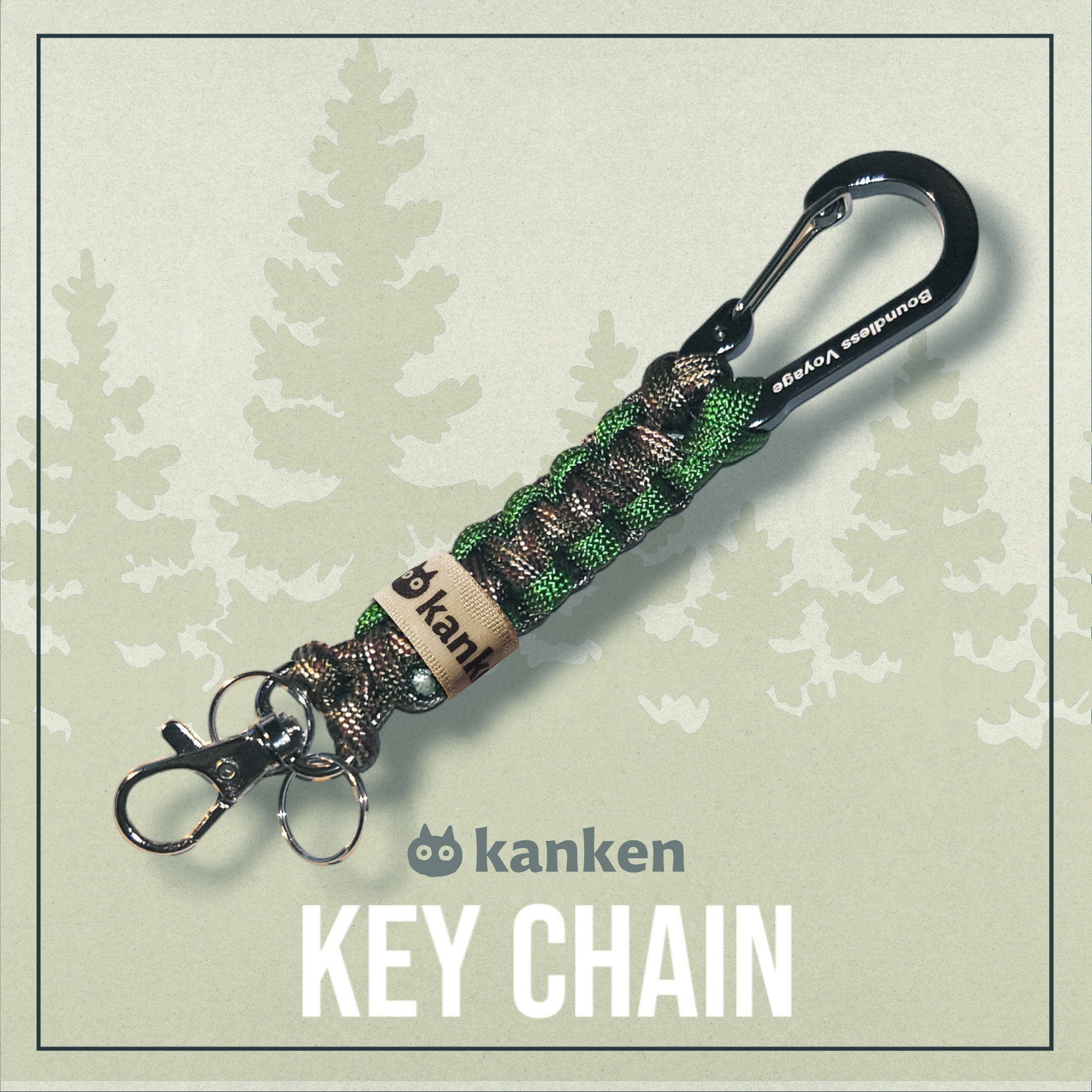 keychain*キーホルダー】緑＆迷彩◇パラコート平編み
