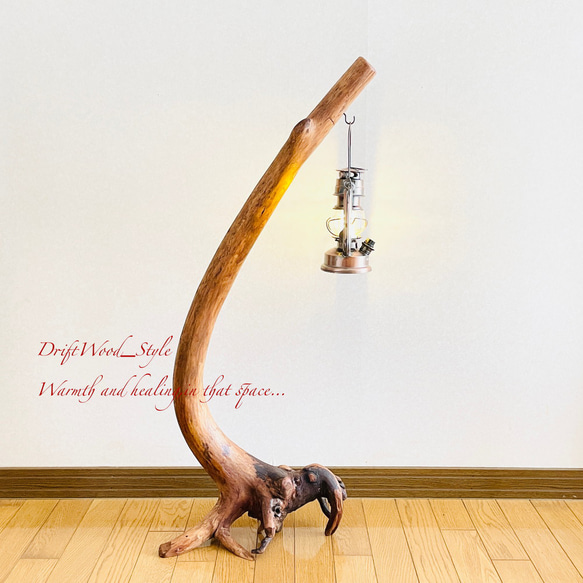 流木インテリア 曲線を描く芸術的な流木スタンド ランタンやエアプラントを飾れる置物 北欧 照明 木材 N69 1枚目の画像