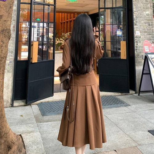 【極美品】ブラウン 長袖 ワンピース レースレディース Lace Ladies ゆったりロング長袖Tシャツワンピース