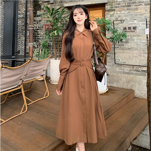 大きいサイズ有】 レディース ワンピース 春 秋冬 新品 長袖 ブラウン