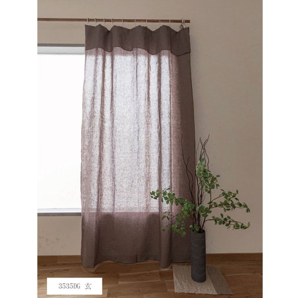 薄くて透けにくいリネンのクリップ留めカーテン（Lサイズ　130×230cm）　目隠し　間仕切　のれん 8枚目の画像