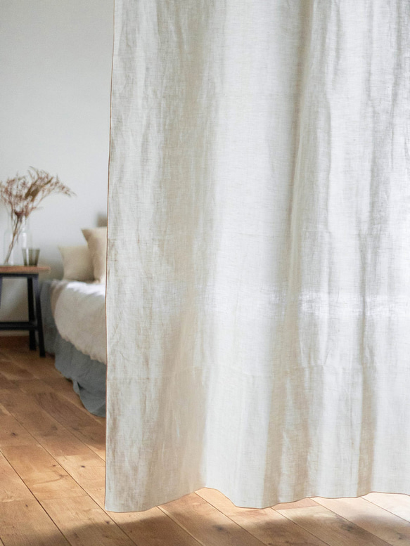 薄くて透けにくいリネンのクリップ留めカーテン（Lサイズ　130×230cm）　目隠し　間仕切　のれん 11枚目の画像