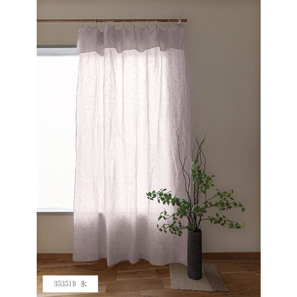 薄くて透けにくいリネンのクリップ留めカーテン（Lサイズ　130×230cm）　目隠し　間仕切　のれん 12枚目の画像