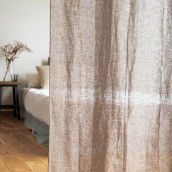 薄くて透けにくいリネンのクリップ留めカーテン（Lサイズ　130×230cm）　目隠し　間仕切　のれん 5枚目の画像