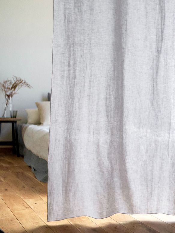 薄くて透けにくいリネンのクリップ留めカーテン（Lサイズ　130×230cm）　目隠し　間仕切　のれん 13枚目の画像