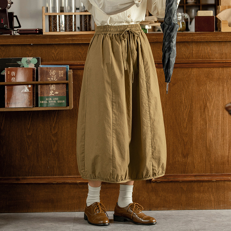 100%コットンスカート　ゴムウエストスカート　裾にゴム付き　3色　S-Mサイズ　S373KH