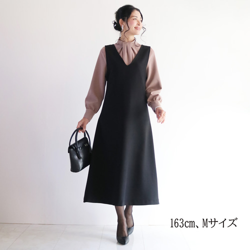 美品✨エンフォルド　ダブルサテンジャンパースカート サロペット ブラック ENFOLD エンフォルド ダブルサテン サロペット スカート 【公式通販】