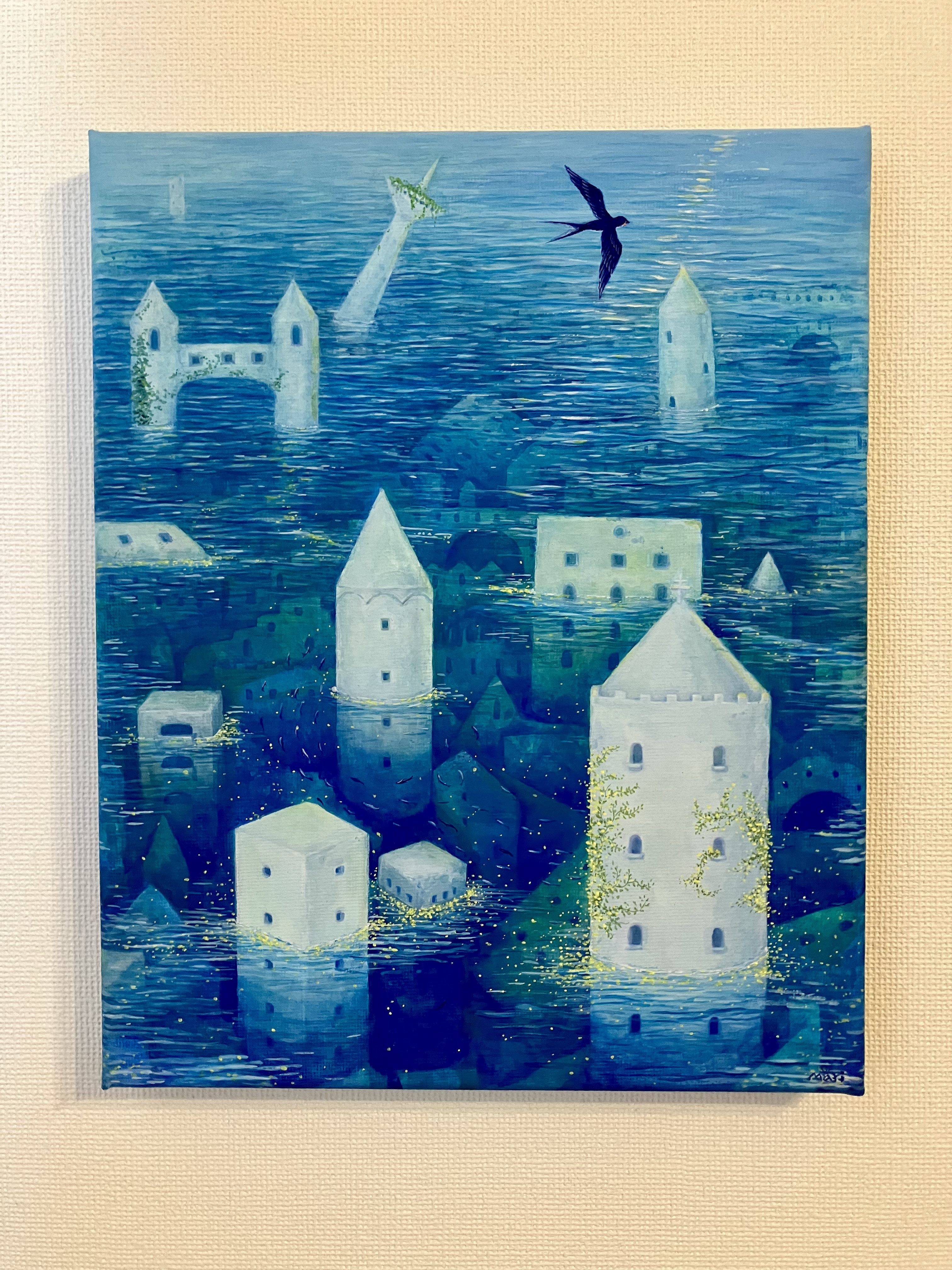 絵画。原画【猫ちゃんの誕生日には、いたずらに頭にチョコレート