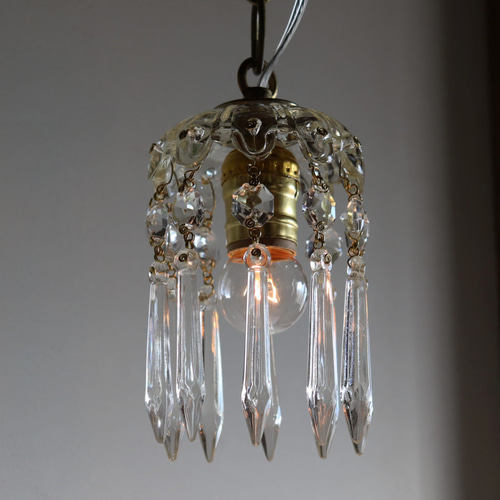 ヴィンテージミニシャンデリアペンダントライトガラス製アロープリズム