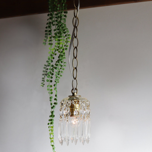 ヴィンテージミニシャンデリアペンダントライトガラス製アロープリズム