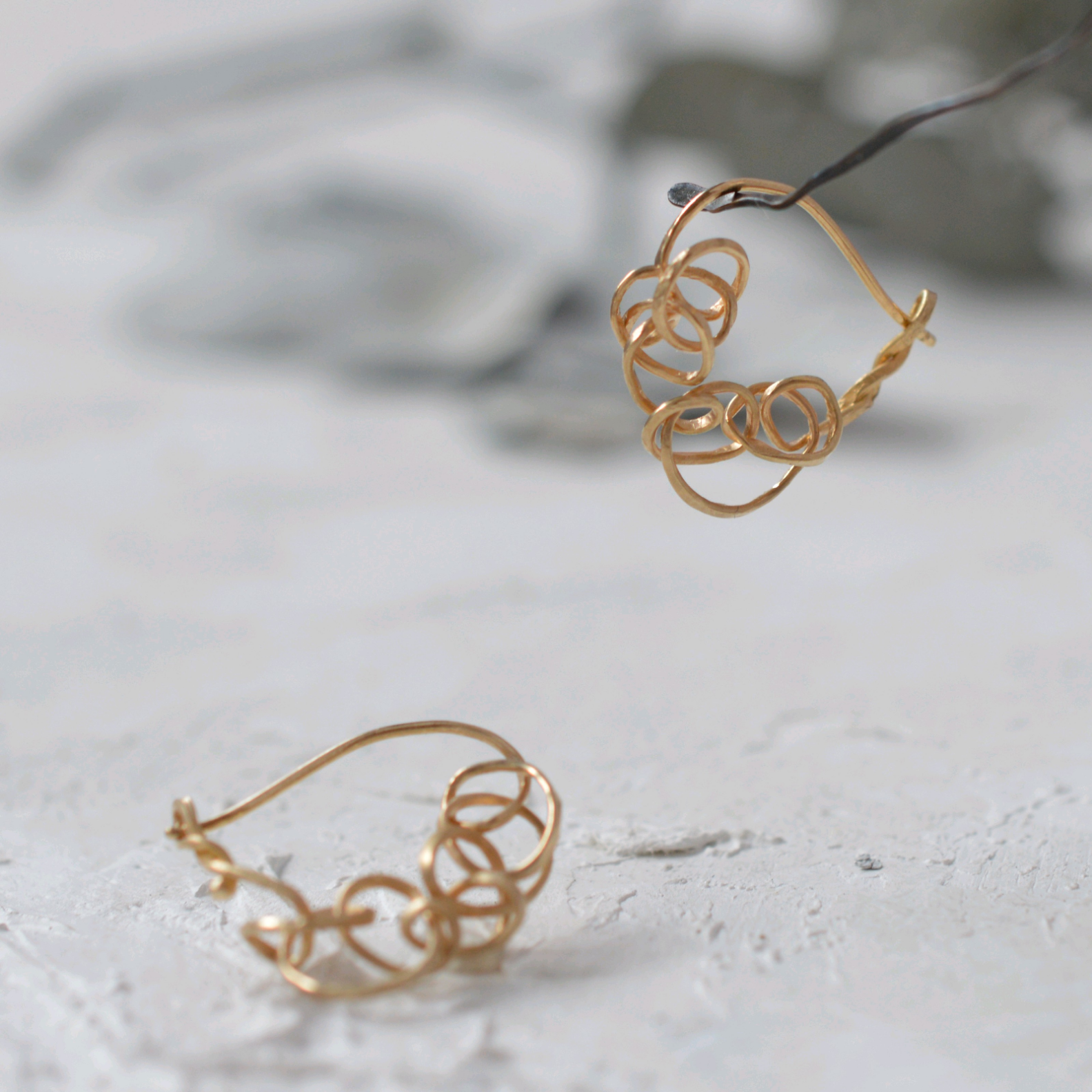 フープピアス　きおく　goldcolor【受注制作】