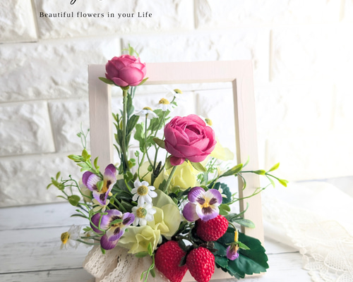 製作キット】まるで飛び出す絵画、いちごの春色フレーム アーティ