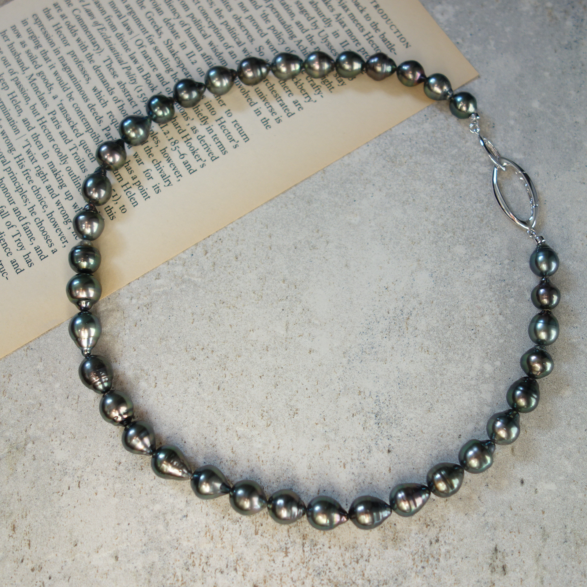 極上】南洋 タヒチ 黒蝶真珠 パール ネックレス シルバー 【公式通販】