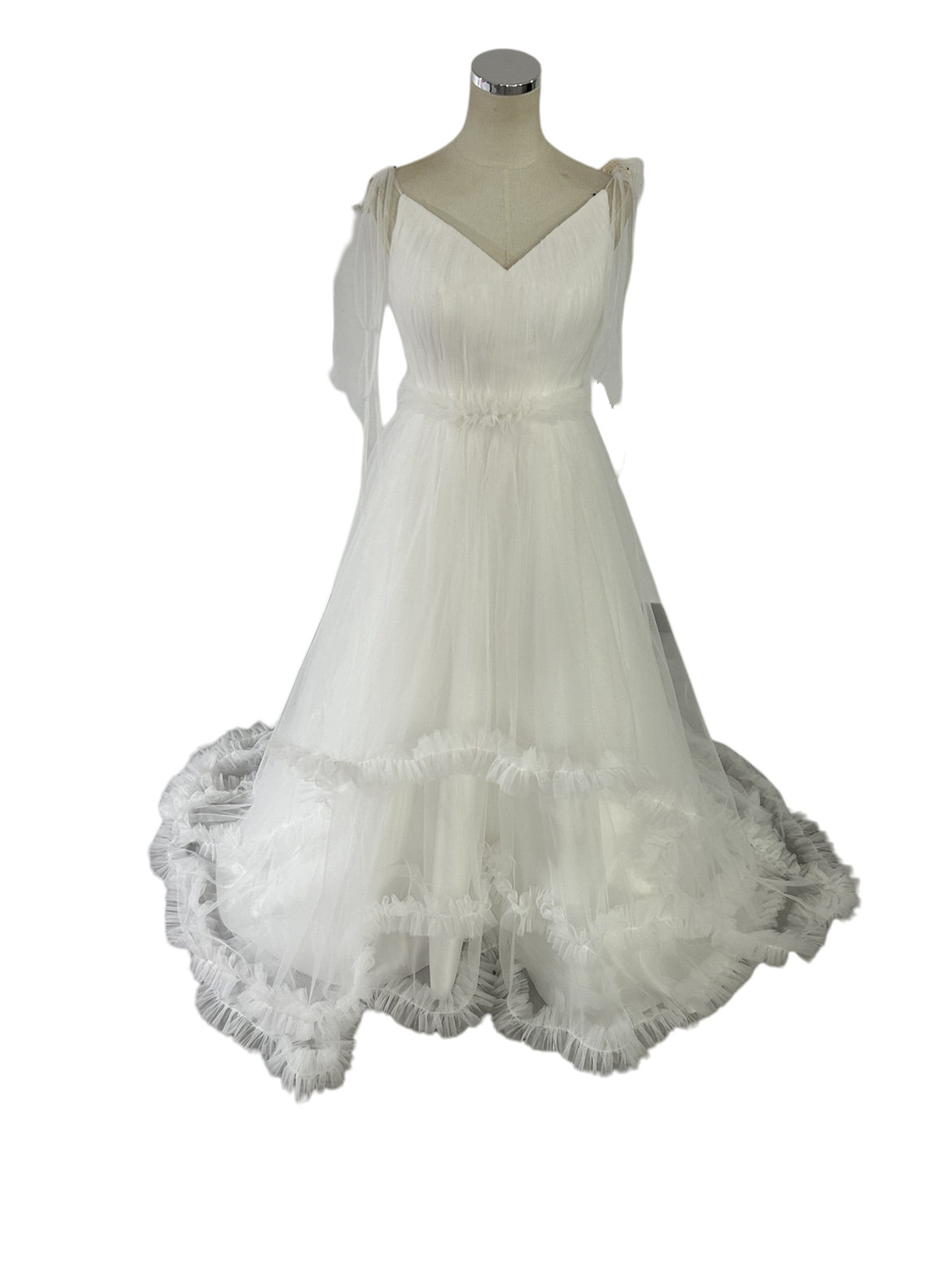 カラードレス 2次会/合コン/デート オフホワイト ラッフルフリル キャミソール 前撮り 可愛い