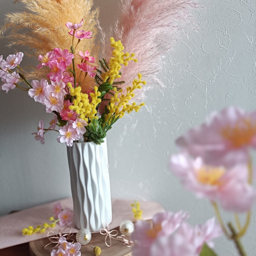 パンパスグラス×桜×ミモザのカラフル春花セット ひなまつり2026 新春