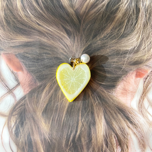 レモンケーキデザイン ハート型レジンヘアゴム