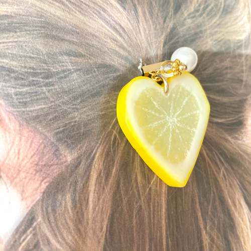 レモンケーキデザイン ハート型レジンヘアゴム