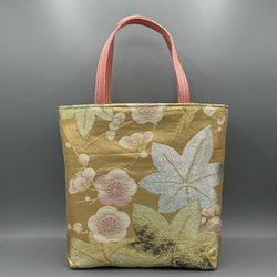 着物 帯 帯締め ハンドメイド トートバッグ リメイク 金 桜