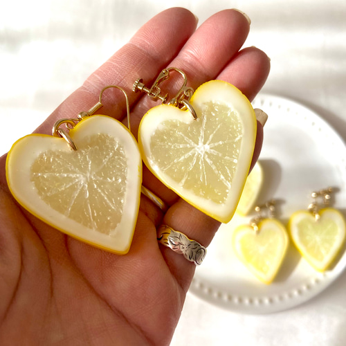 ハートレモン♡ ピアスorイヤリング 食品サンプル フルーツ