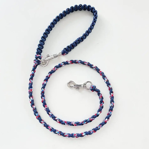 ♡パラコード4本編み カフェリード 紺×レッド トリコロール