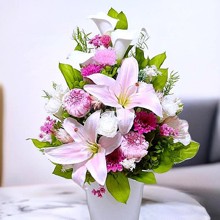 仏花 プリザーブドフラワー お供え お悔やみ 前机 枯れない お供え 花 お悔やみ お盆 ペット　ピンク