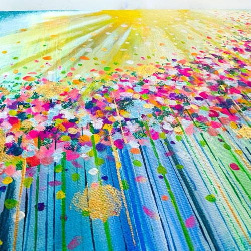 原画 抽象画 光 輝きF6 ブルー 花 カラフル 太陽 おひさま 原画 抽象画 光 輝きF6 ブルー 花 カラフル 太陽 おひさま