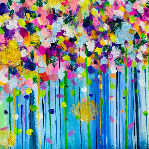 原画 現代アート モダン 金箔 壁掛け 絵 癒し 絵画 ブルー
