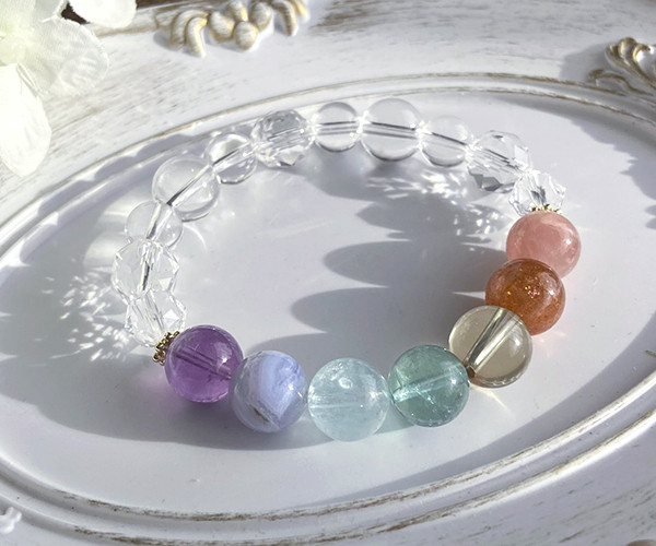 【大人気！】チャクラカラーで心身を改善！パワー天然石ストーンブレスレット(ギフトBOX付き)