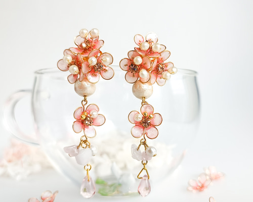 Coral pink flower コーラルピンクのお花 桜 sakura 梅 ローズクォーツ