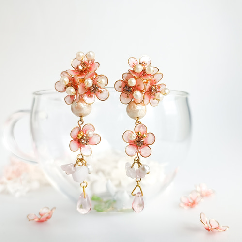 Coral pink flower コーラルピンクのお花 桜 sakura 梅 ローズクォーツ