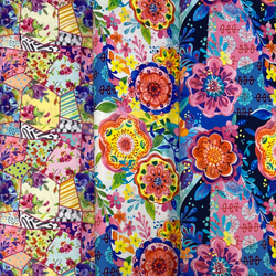 「Flower Patchesシリーズ ポップで色鮮やかな３枚セット」　moda生地　カットクロス 2枚目の画像