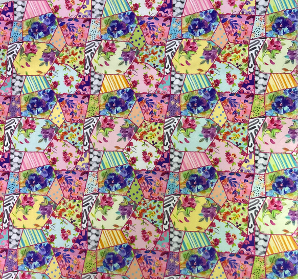 「Flower Patchesシリーズ ポップで色鮮やかな３枚セット」　moda生地　カットクロス 5枚目の画像