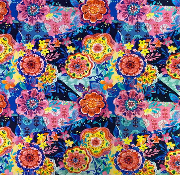 「Flower Patchesシリーズ ポップで色鮮やかな３枚セット」　moda生地　カットクロス 4枚目の画像