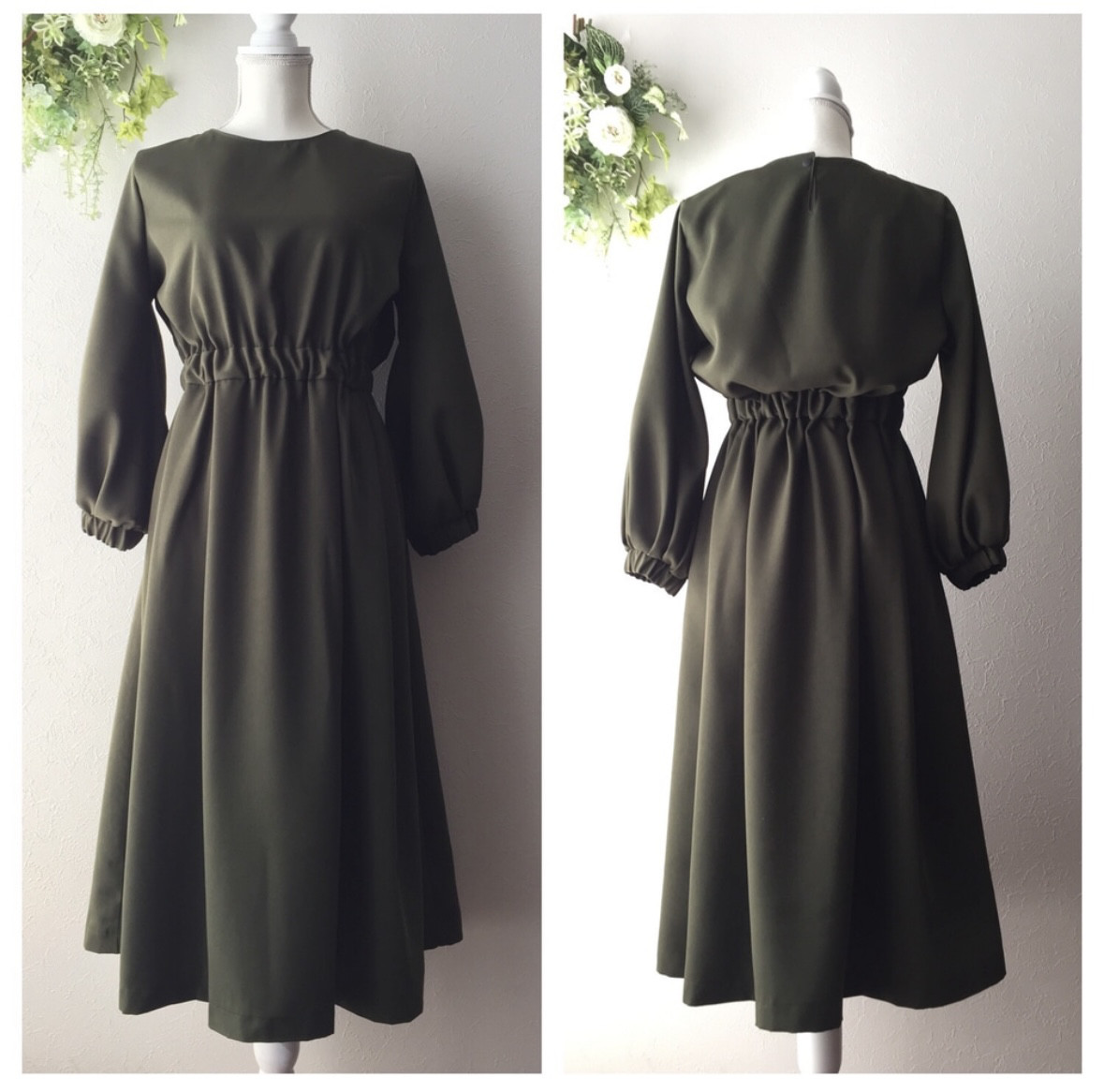 サイズオーダー／ノーアイロンバルーンスリーブワンピース