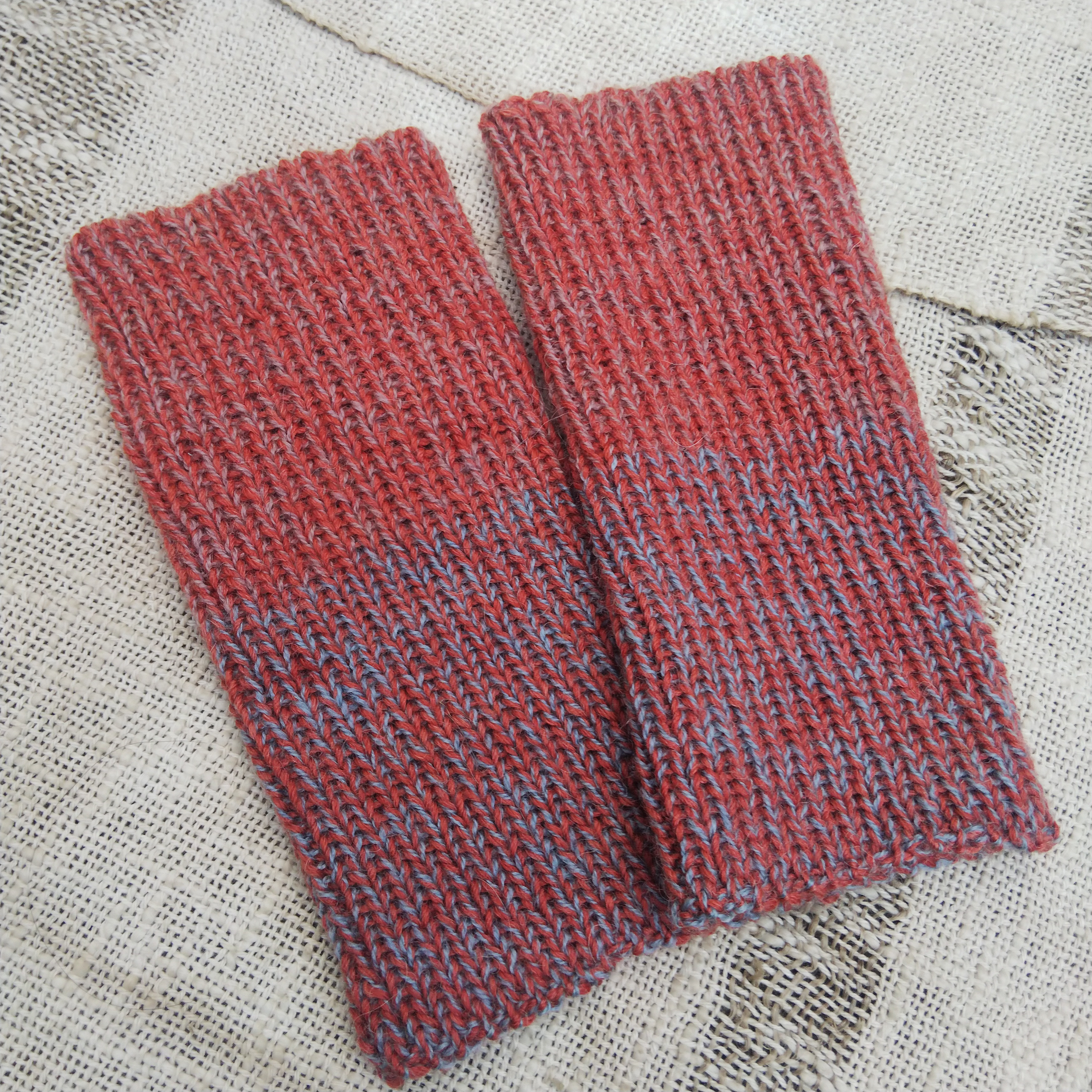 六葉茜染め×正藍染 アルパカ×メリノウール アンクル&リストウォーマー