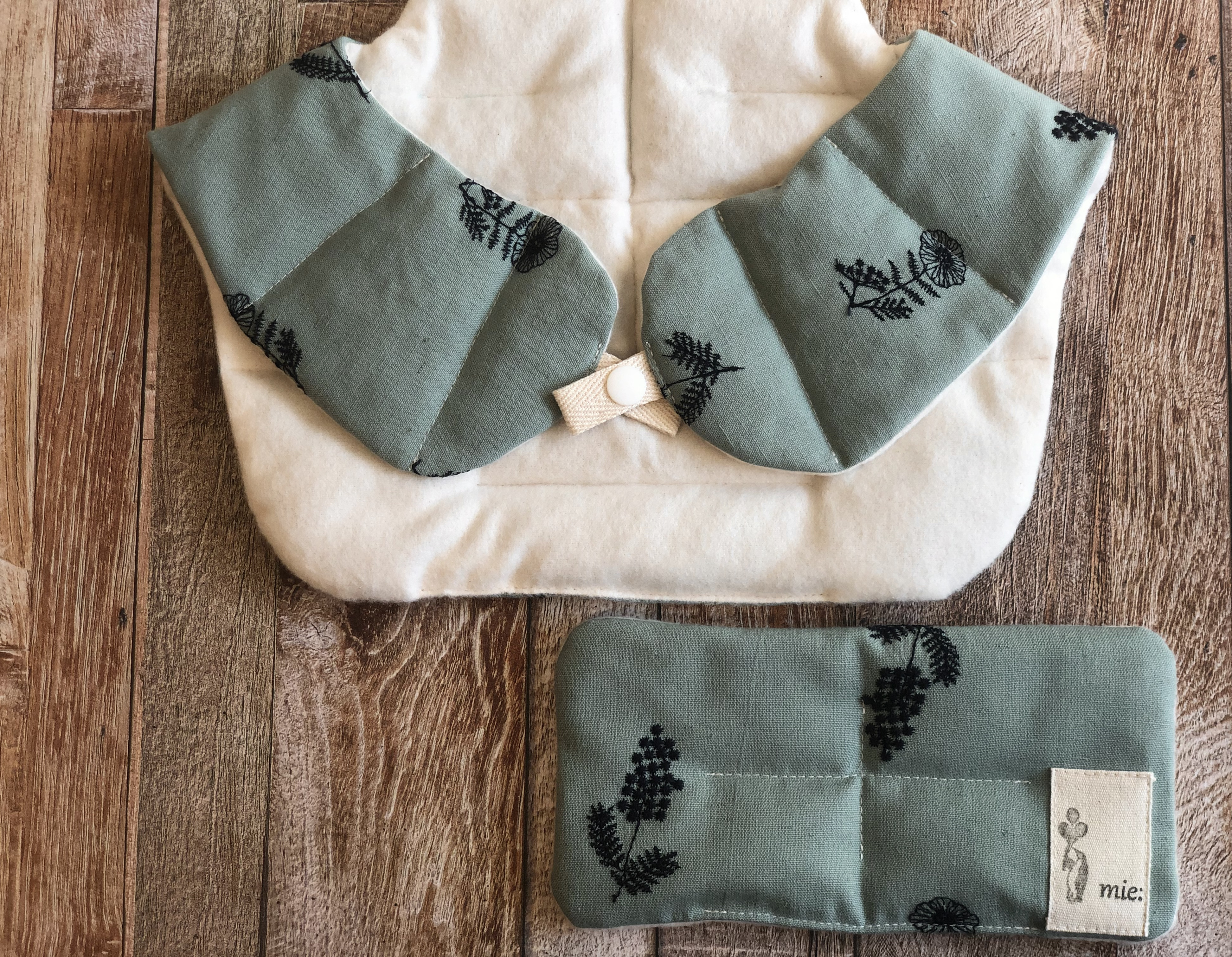 ★送料無料★整体師が作ったこだわりの小豆カイロSET（インド綿・ブルー刺繍）