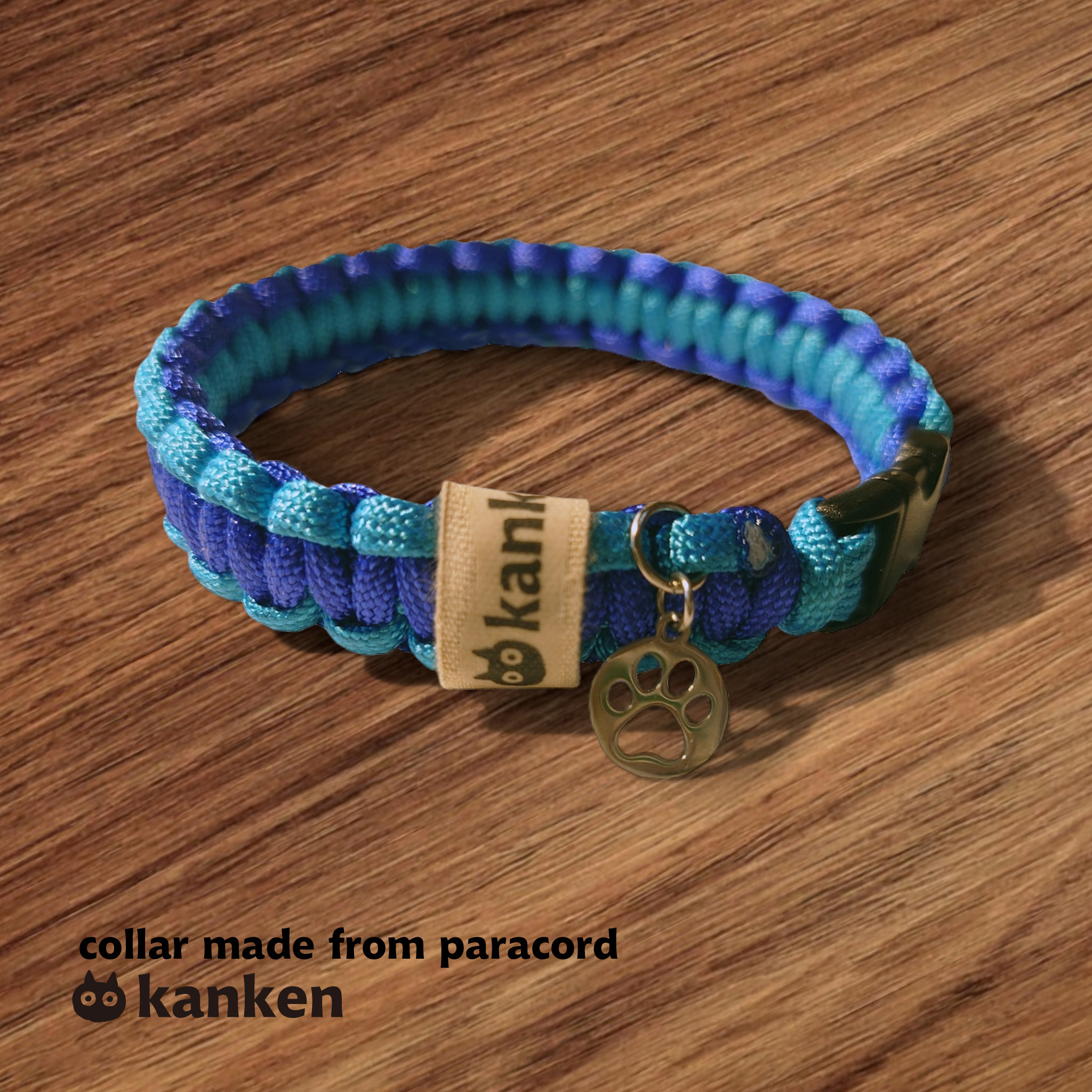 青＆水色【Collar*首輪*チョーカー】パラコート平編み☆足跡