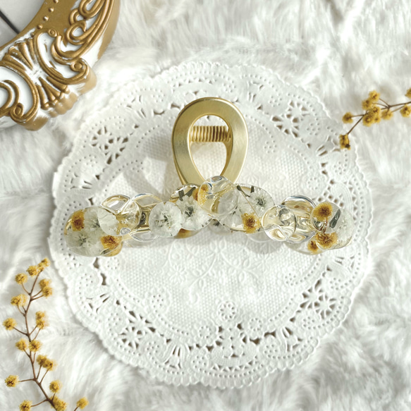 －ミモザとかすみ草のバンスクリップ－ 2枚目の画像