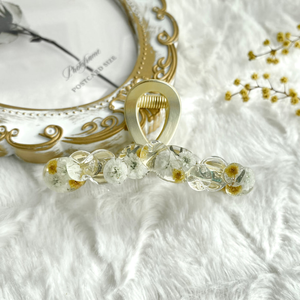 －ミモザとかすみ草のバンスクリップ－ 1枚目の画像