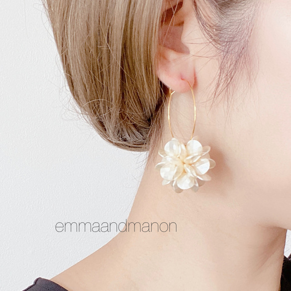 ✨ショートヘヤにおすすめ✨　フラワー　シンプル　フープ 5枚目の画像