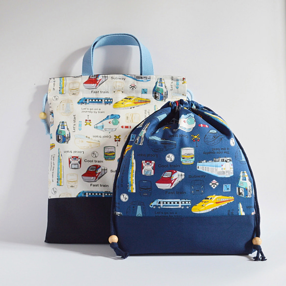 お着替え入れ巾着袋 電車トレイン .・. #下着袋 #乗り物