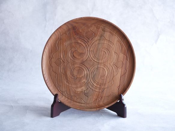 伝統的工芸品 二風谷イタ 24cm丸 【平村太幹 作】 彫刻 katak 通販