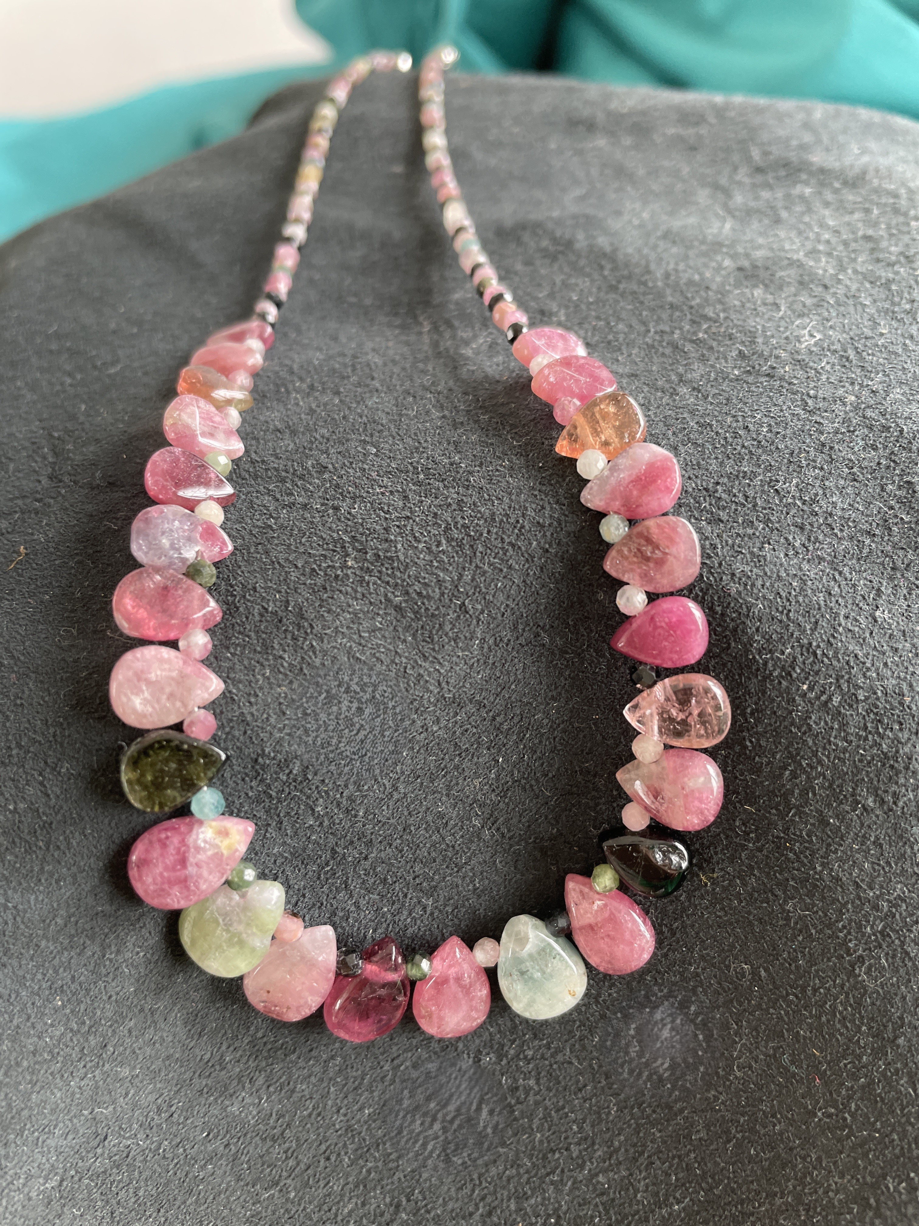 ネックレス　ピンク　天然石　トルマリン　ペア(洋ナシ)型