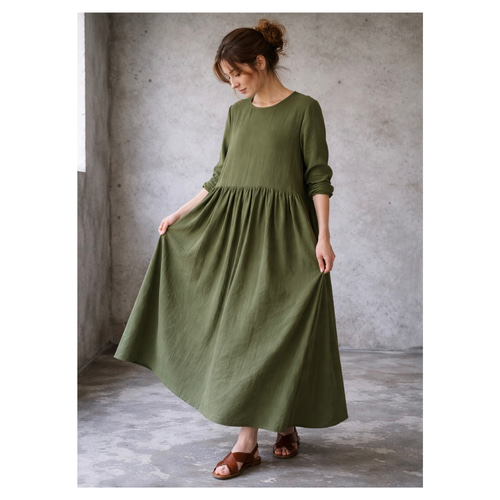 全22色】ふわふわ厚みが2倍とろみダブルガーゼギャザーワンピース