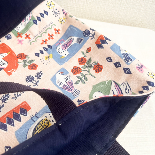 お花とことりのレッスンバッグ☆女の子 華やぐお花リース刺繍／レッスンバッグ|リバティ|名入れ|刺繍|女の子 手提げ・レッスンバッグ・入園グッズ