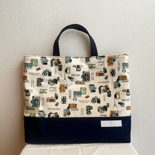 入園セット 3点｜レッスンバッグ・上履き袋・巾着袋｜レトロカメラ柄