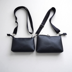 UrbanClassic-大人の斜め掛けショルダーバッグ（Mサイズ）男女兼用/軽量/撥水エコレザー/モノトーンブラック 11枚目の画像